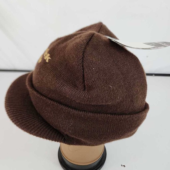 Sedgwick & Cedar Mens Beanie Hat Brown Brim Knit Logo Fitted Winter One Size New - Picture 4 of 6